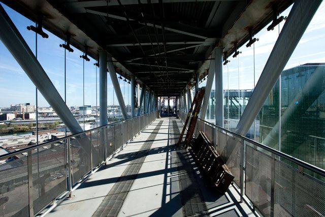 One of the skywalks connecting the digester eggs